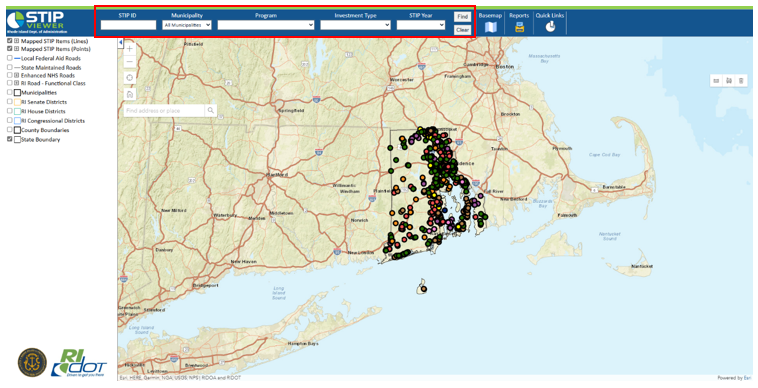 RIDOT STIP Viewer Control Ribbon Filters.png
